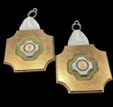Set of 2 Gold Gilt JARU Vintage 7" Wall Plaques w Brass and Velvet Hangar