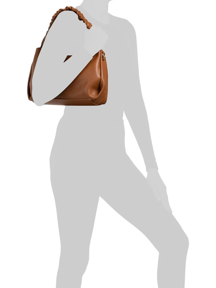 LUANA FERRACUTI 皮革肩袋带褶皱 Handie 意大利制造 — 第 2/4 张图片