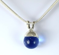 Ciondolo sfera pietra preziosa tondo 26,15 ct topazio blu brasiliano nuova co...