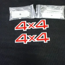 2x Matte 4x4 Red Silver Metal Front Grille Badge Emblem V8 Limited Auto Tailgate