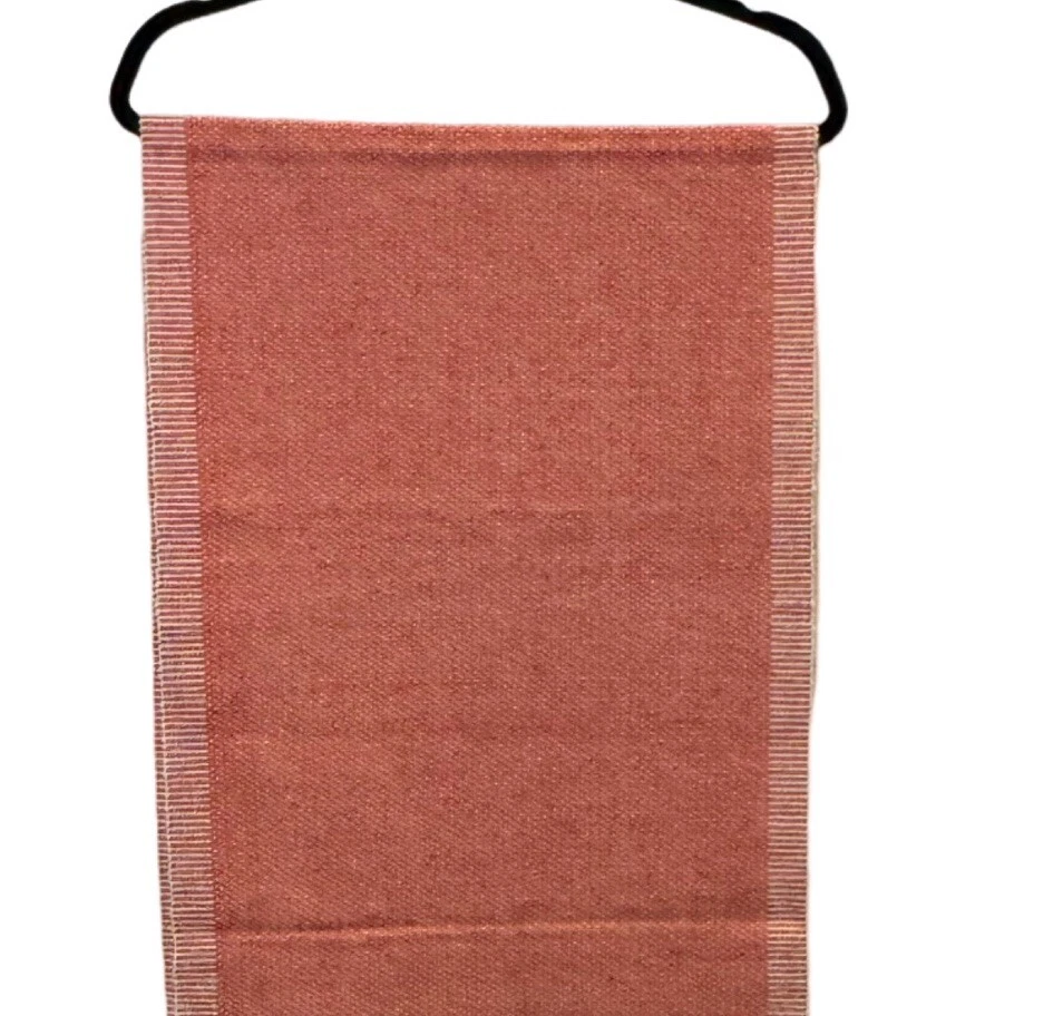 Table Runner Woven Coral White Cotton Unbranded Pre-Owned 75" x 16" - Image 3 of 4