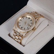 Fashion Womens Luxury Diamond Steel Watches Bracelet Quartz Watch Rose Gold