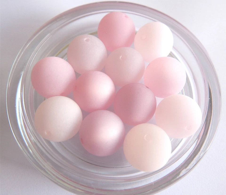 Aktion: 12 Stück XL PolarisPerlen 20mm groß rund matt Mix aus Rosa Tönen - Bild 2 von 3