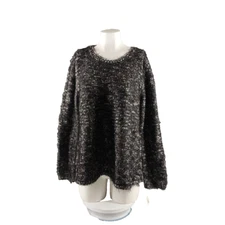 NWT STYLE&CO Soft Fuzzy Sweater XL(16-18) BLK/WHITE Metallic Crew Pullover