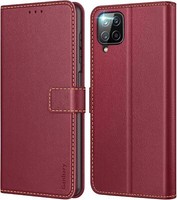 Ganbary HandyhüLle Samsung Galaxy A12/M12 Leder Weinrot
