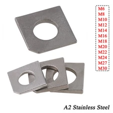 Beveled Square Washers M6 to M30 I-Beam Flange Wedge Marine Washers A2 Stainless