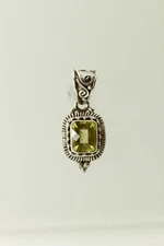 Ornate 925 Sterling Silver Green Stone Slide Pendant 7 Grams (PEN9616)