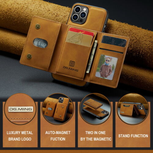 For iPhone 16 15 14 13 12 11 7 8 XS Case Cover Magnetic Leather Wallet Card Slot - Picture 2 of 17