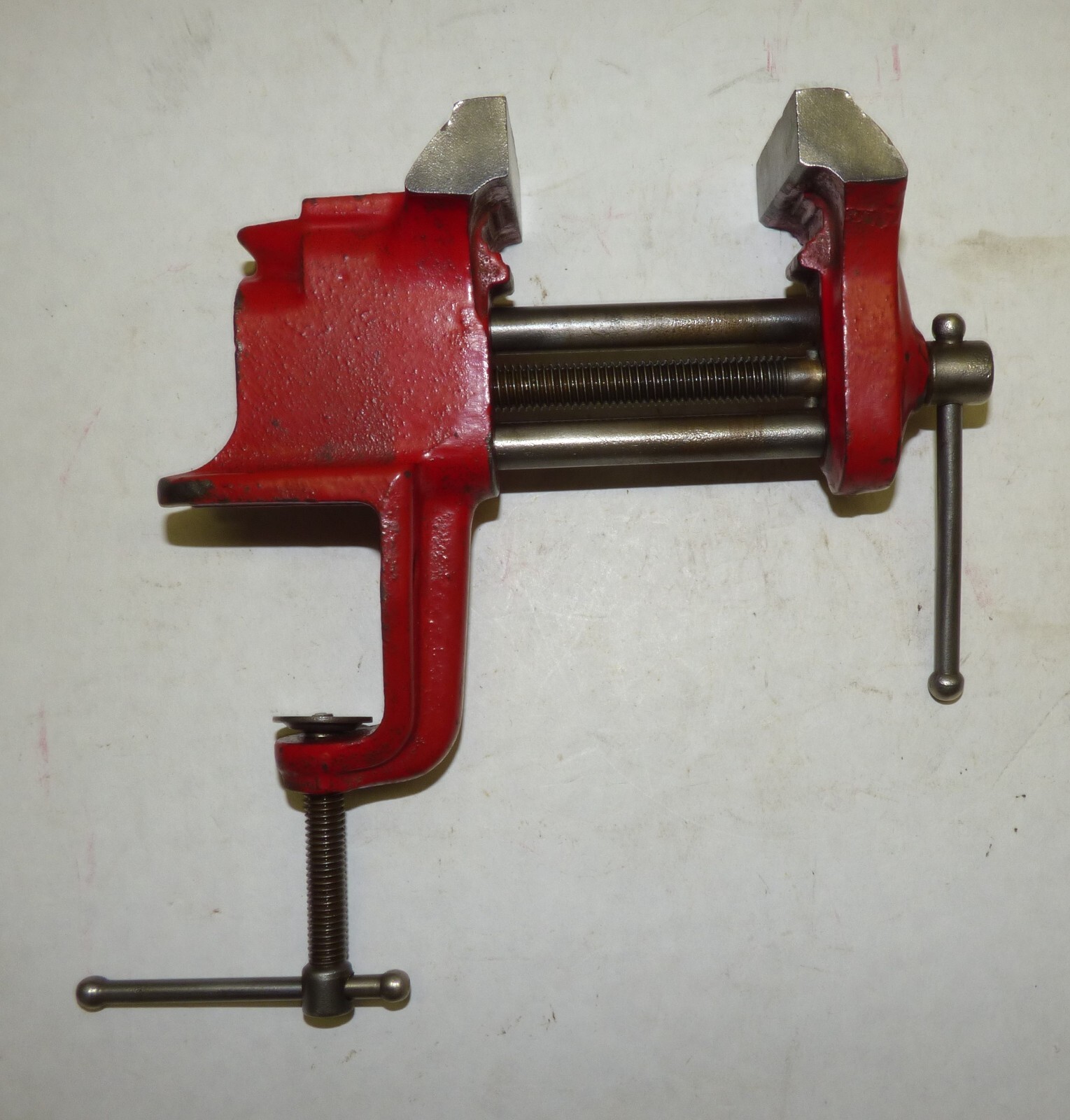 Vintage Cast Iron Utility Machinist Bench Vise Screw Clamp-On Made in USA Sears