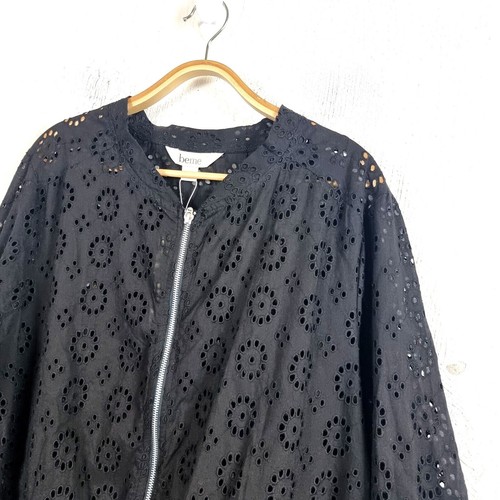 New BEME Womens Jacket Plus Size 16 Black Lace Long Sleeve Zip Front - Picture 3 of 11