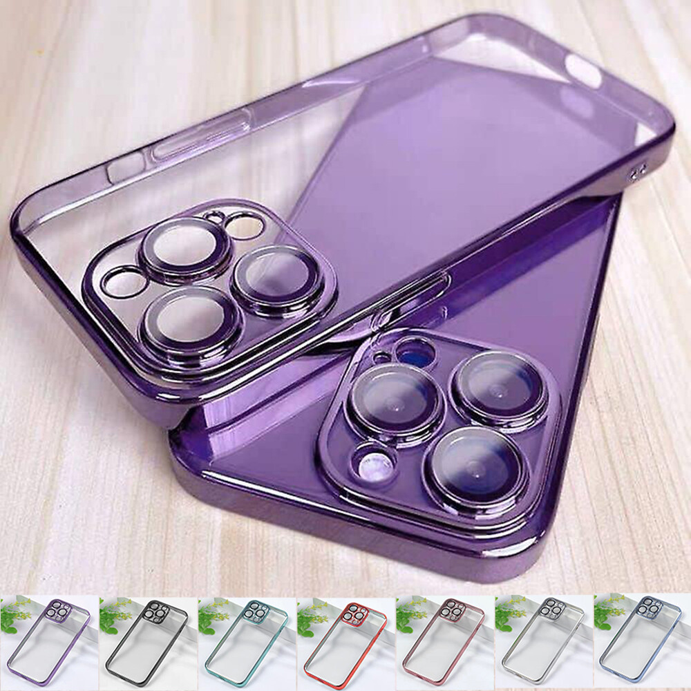 For iPhone 16 15 14 13 12 11 Pro Max Slim Chrome Soft TPU Clear Case 7 8 X XS