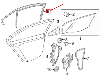 NEW VOLKSWAGEN JETTA A6 MK6 REAR RIGHT WINDOW CHANNEL 5C68394325AP 
