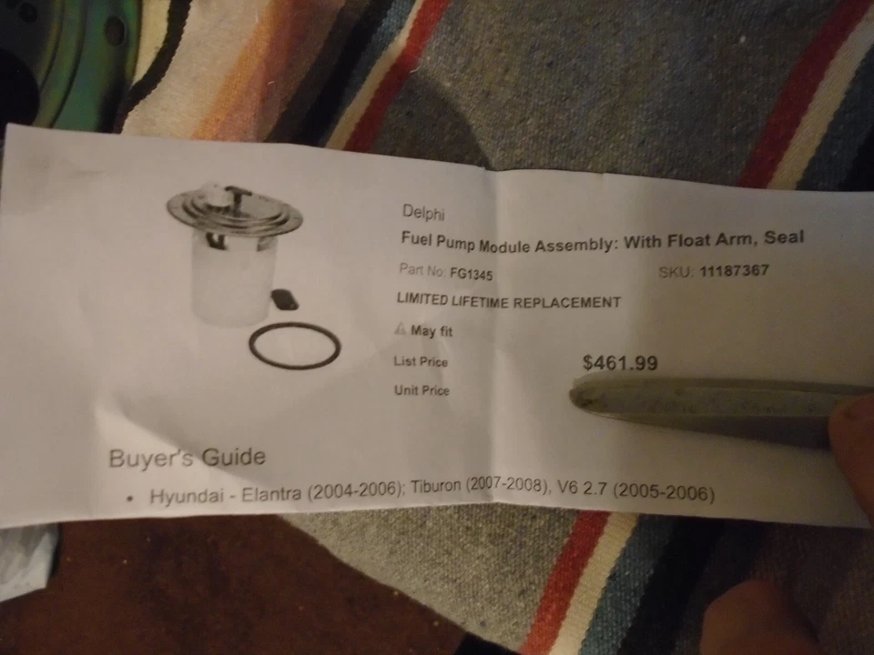 Модуль топливного насоса FG1345 Delphi в сборе для Hyundai Elantra Tiburon 2004-2008 - Изображение 3 из 3