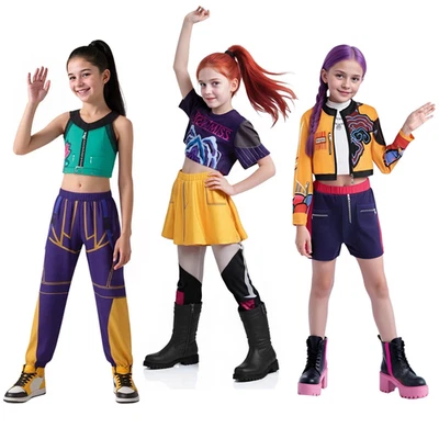 Kids Girls K-Pop Demon Hunters Rumi Mira Zoey Cosplay Costume Fancy Dress Outfit