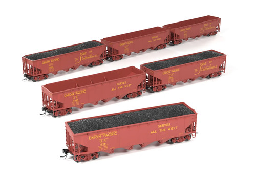 BROADWAY LIMITED 10140 HO UNION PACIFIC 70T TOLVA PAQUETE DE 6 con CARGAS | Condition: New