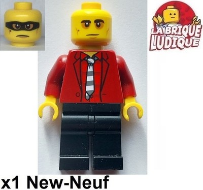 LEGO Figürchen Minifig City Polizei Bandit Crook Vito Red Jacket (No Hair)