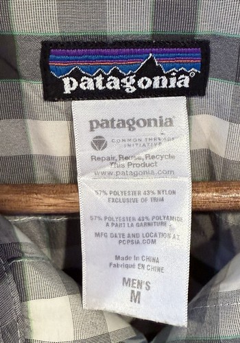 Patagonia Check Plaid Pockets Snap Button Up Fishing Gray Shirt Mens M Medium - Bild 2 von 11