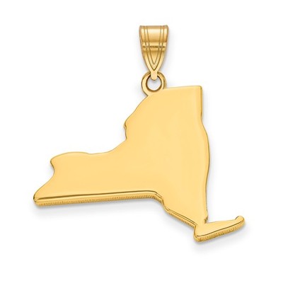 14k Gelbgold New York Anhänger Karte Charm Unisex Staat Halskette Schmuck