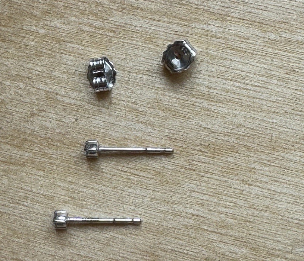 vrai tiny studs 14k solid white gold diamond stud… - image 3