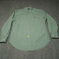 Ralph Lauren Men's Casual Button-Down Shirt Green White Classic Fit 16.5 34/35