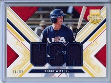 2019 Panini Elite Extra Edition #USA-BW Bobby Witt Jr. USA Materials Gold #/99