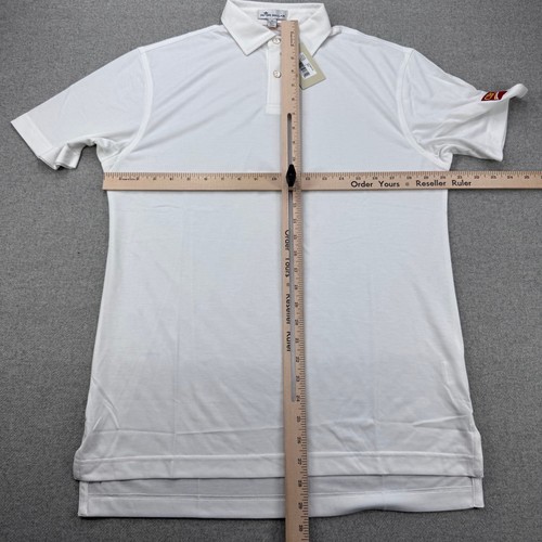 Peter Millar Crown Sport Golf Polo Mens S White Performance Stretch Corp Logo - Picture 9 of 13