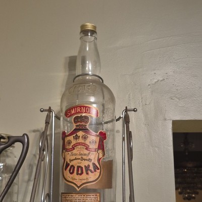 Smirnoff Distillery Advertising Display Bottle, Clear/Red/Gold