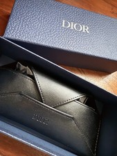 Dior Black Leather Hard Eyeglass Case with Box and Pouch for Glasses Sunglasses