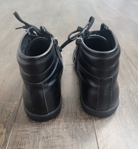 Kenneth Cole Reaction Shoes Mens 7.5 Triple Black Leather Center Hi Top Handmade - Picture 9 of 13