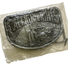 Vtg Raleigh Lights Belt Buckle - Cigarettes Tobacco Semi Truck - 3.5 inches NIP