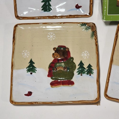 4 New St. Nicholas Square Appetizer Plates In Open Box Heartland 6.5" Christmas - Picture 3 of 9