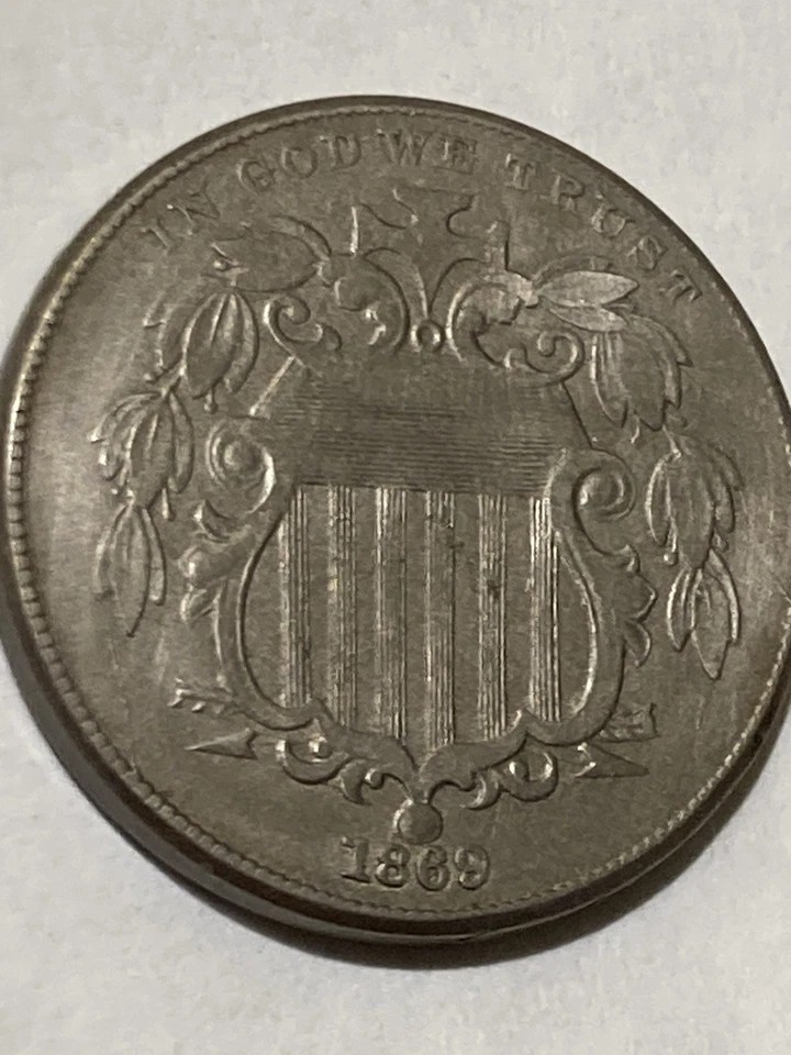 1869 5C Shield Nickel AU Details-Whizzed - Image 3 of 4