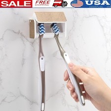 Wall Mounted Toothbrush Holder Durable Plastic Easy Clean Bathroom Organizer New