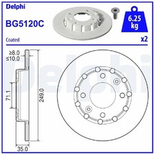 2x Delphi Scheibenbremse hinten 9827734980 26261802