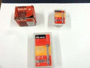 RED HEAD & TECH ART SLEEVE ANCHORS 1/2' X 4" 3/8" X 3" 5/16" X 1-1/2" NOS