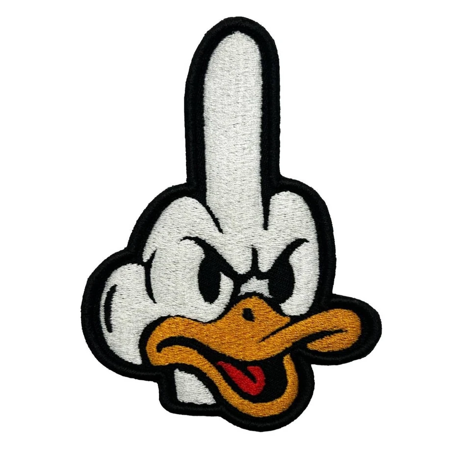Middle Finger Duck 3D Embroidered Patches Sew-On Iron-On Fun Edgy Patches - Image 2 of 3
