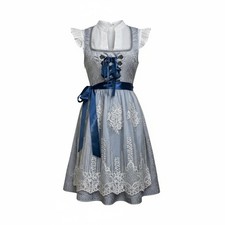 New XS Oktoberfest Powder Blue Lace Dirndl Dress Bavarian German Trachten