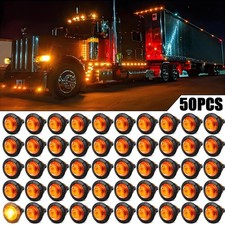50x 34 Led Side Marker Lights Truck Trailer Round Amber Bullet Clearance Lamp