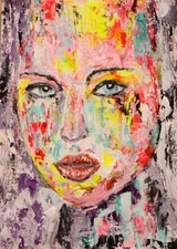 original acrylique painting pop art woman face