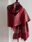 NWT Nalli Shawl Wrap Dupatta Scarf Burgundy Wine 🍷 Gold Zari Striped 88" — photo 10