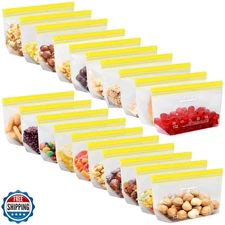 SPLF 20 Pack Reusable Snack Bags Dishwasher Microwave Safe, BPA Free Extra Th