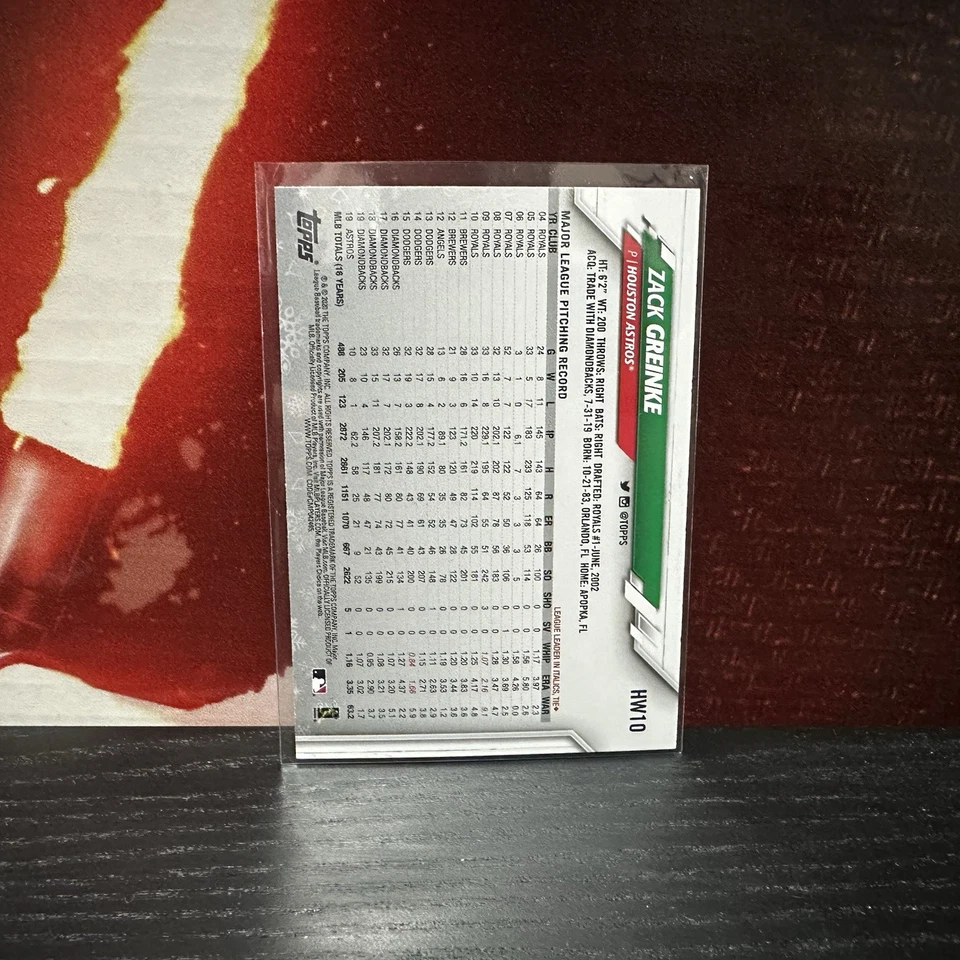 2020 Topps Holiday Series Baseball ZACK GREINKE #HW10 Houston Astros - Image 2 of 2