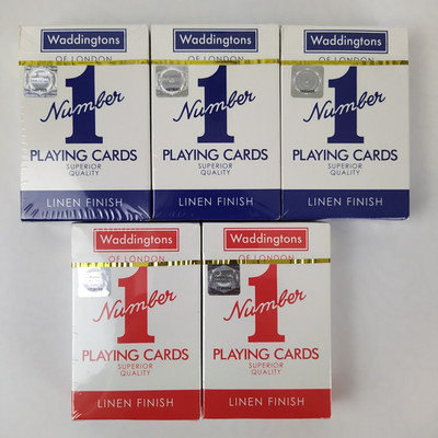 Waddingtons No. 1 Spielkarten Set   5 Decks OVP (3x Blau, 2x Rot)