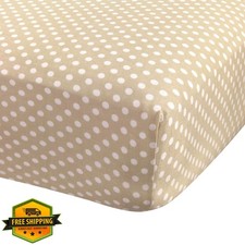 Abstract Crib Sheets Beige Polka Dot