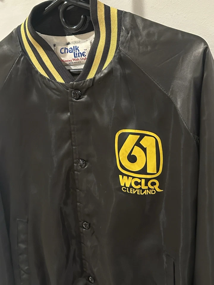 Винтажная атласная куртка-бомбер Chalk Line WCLQ 61 Cleveland черная желтая M - Изображение 3 из 4
