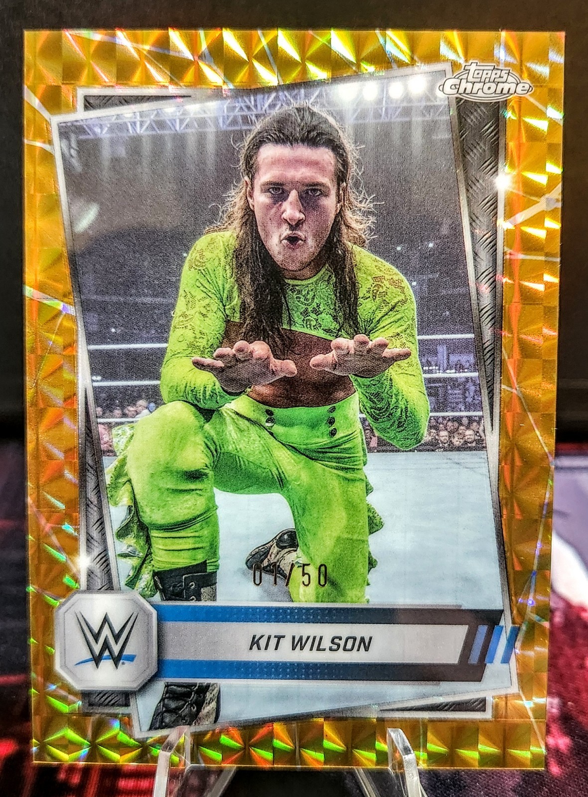 Kit Wilson 2025 Topps Chrome WWE - #102 Gold Geometric Refractor /50
