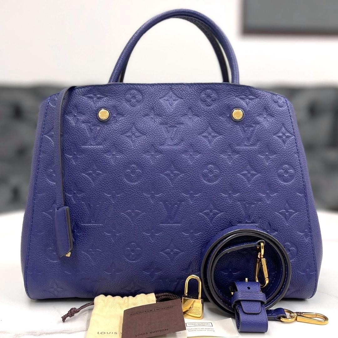 Louis Vuitton Empreinte Montaigne MM Blue 2-Way Handbag M41309