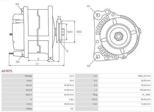 Generador AS-PL A0787S para FORD NISSAN - Imagen 6 de 6