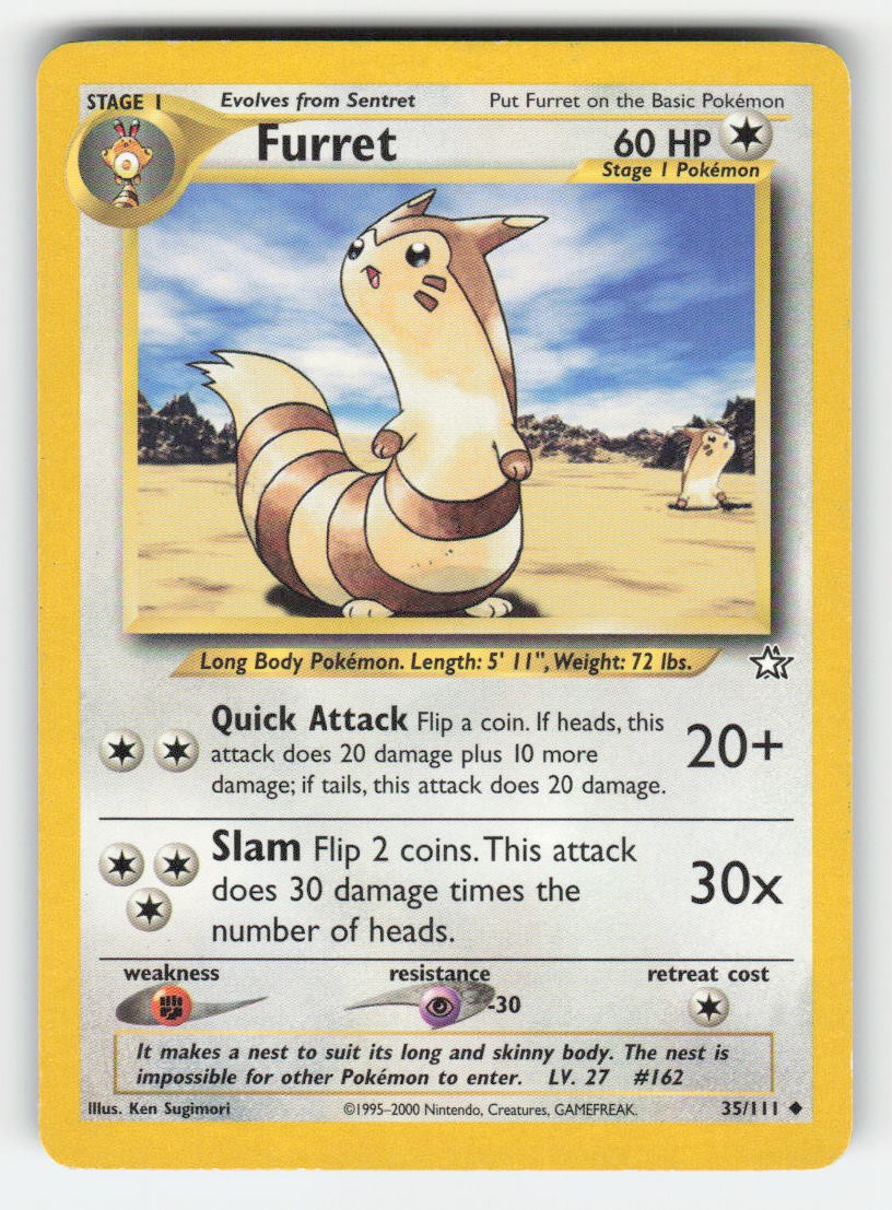 Pokemon FURRET 35 Neo Genesis UNLIMITED MP