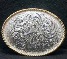 XD23122 GOOD VINTAGE 1970s FLORAL ARTWORK NATURE FASHION UNISEX BELT BUCKLE